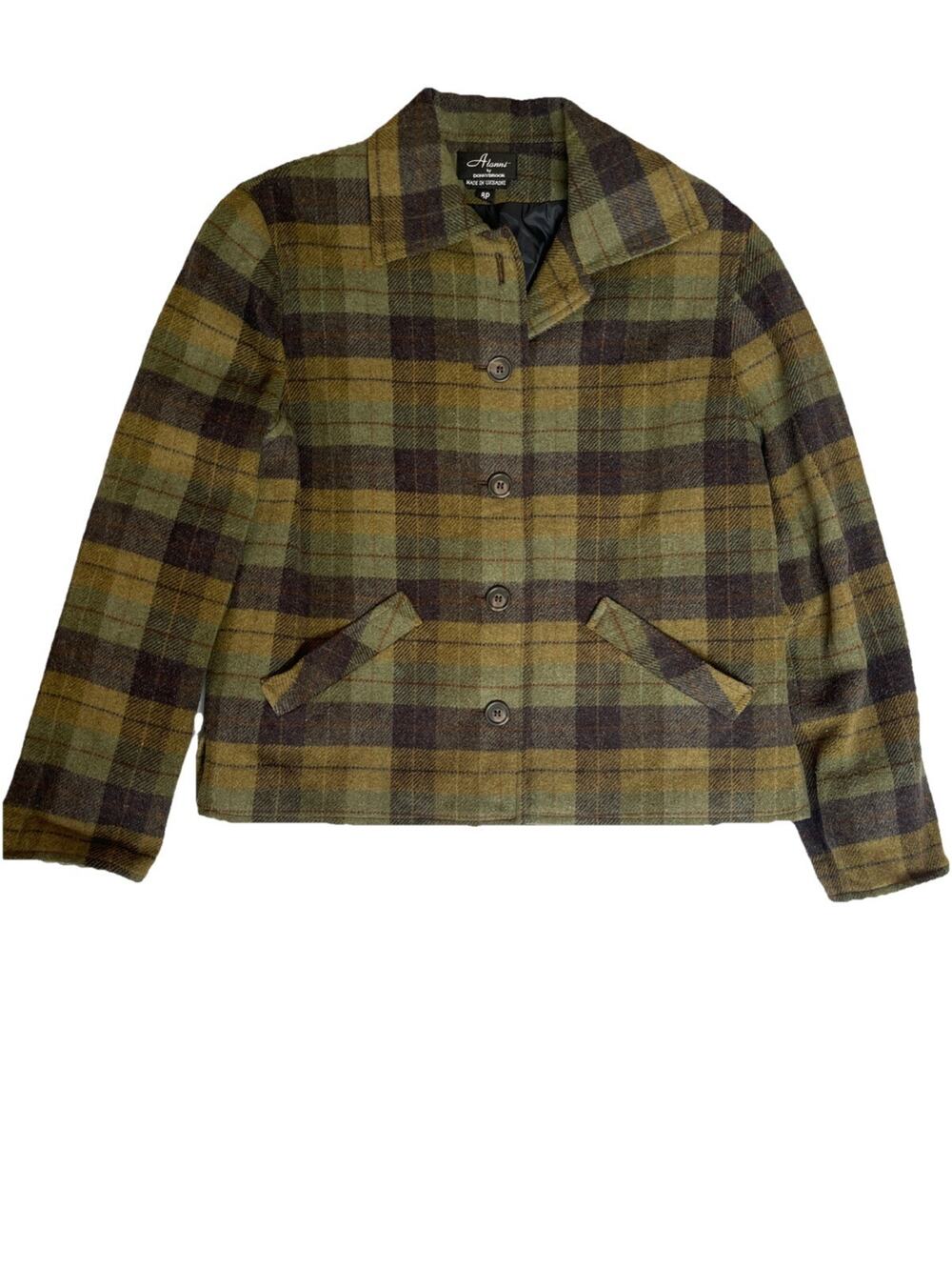 Vintage ALANNI SZ 8P Green plaid wool work jacket lined Outdoor Casual Woods